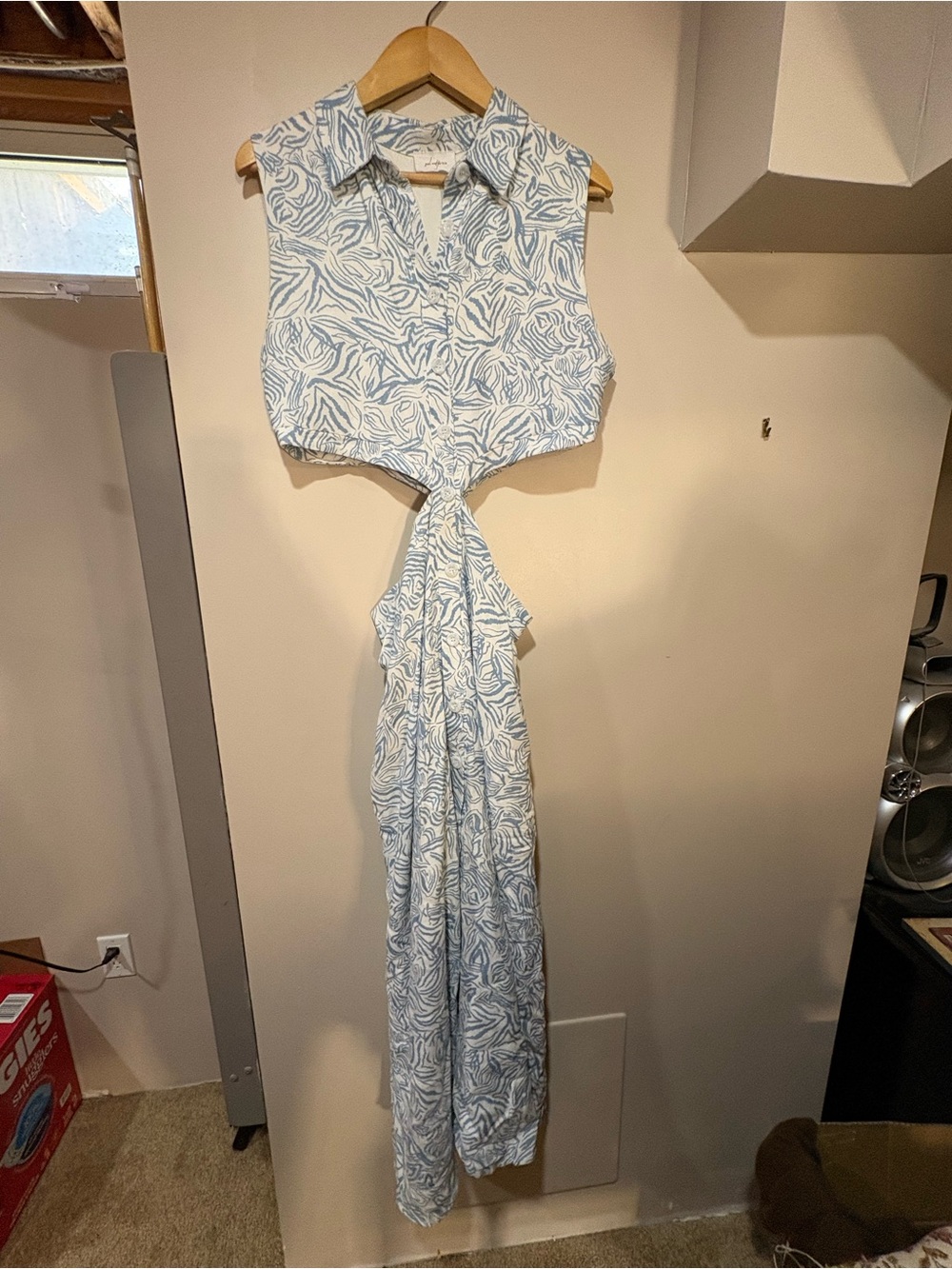 Girl and the Sun Blue & White Cut-Out Dress